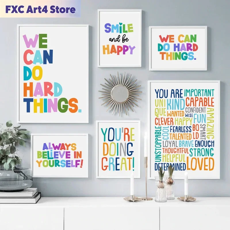 Kids Education Motivation - Frameless Positive Kid Classroom Wall Picture
