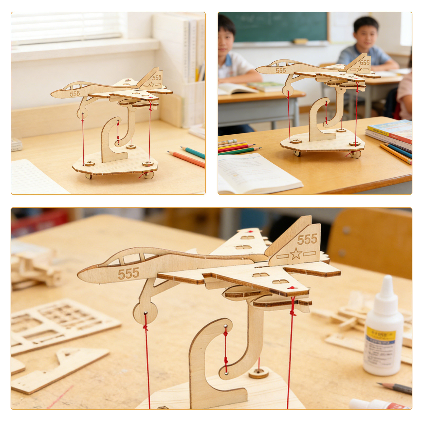 Kids Education Activities - 2Sets Tensegrity Aircraft Kit DIY 3D