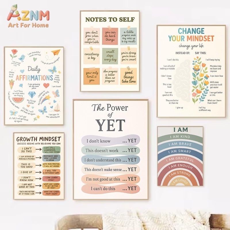 AZNM Soft Pastel Growth Mindse - Kids Education Motivation ulasan dan harga