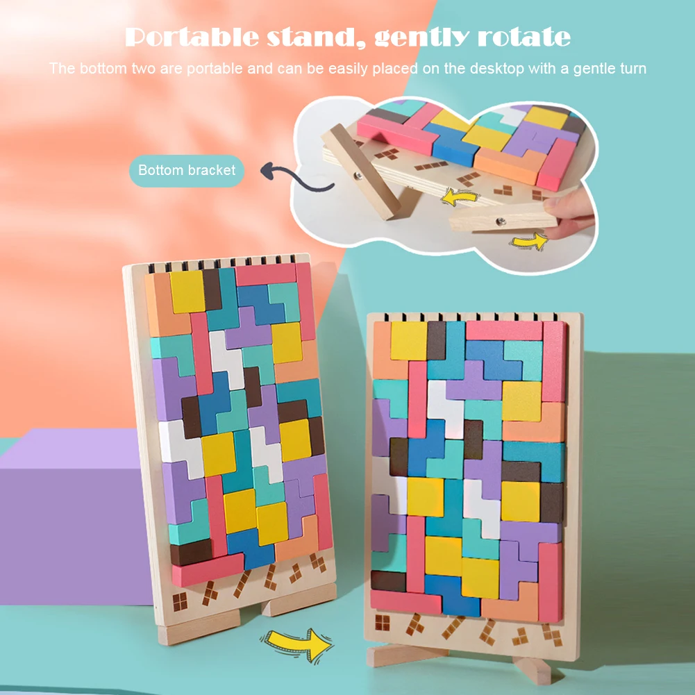 3D Wooden Tetris Puzzle - Kids - Kids Education Level ulasan dan harga