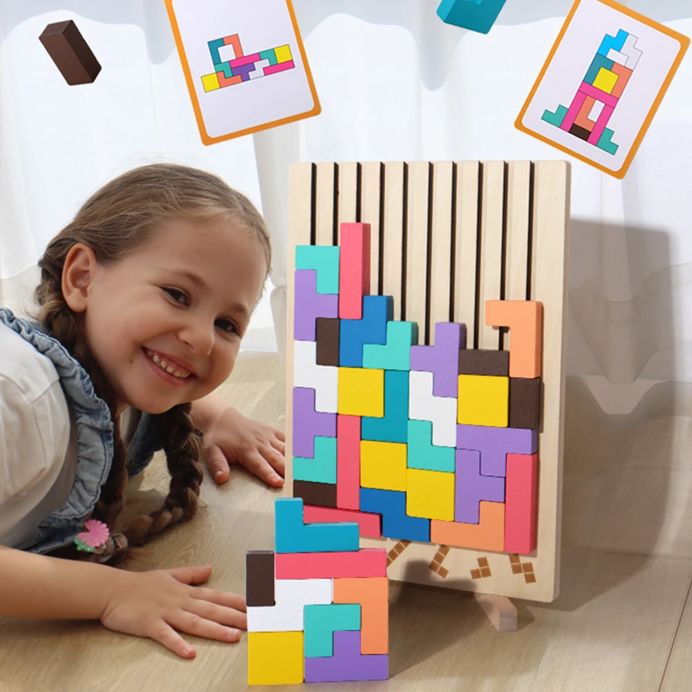 3D Wooden Tetris Puzzle - Kids - Kids Education Level ulasan dan harga